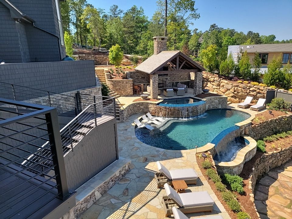 Poolside Stone Pavilion